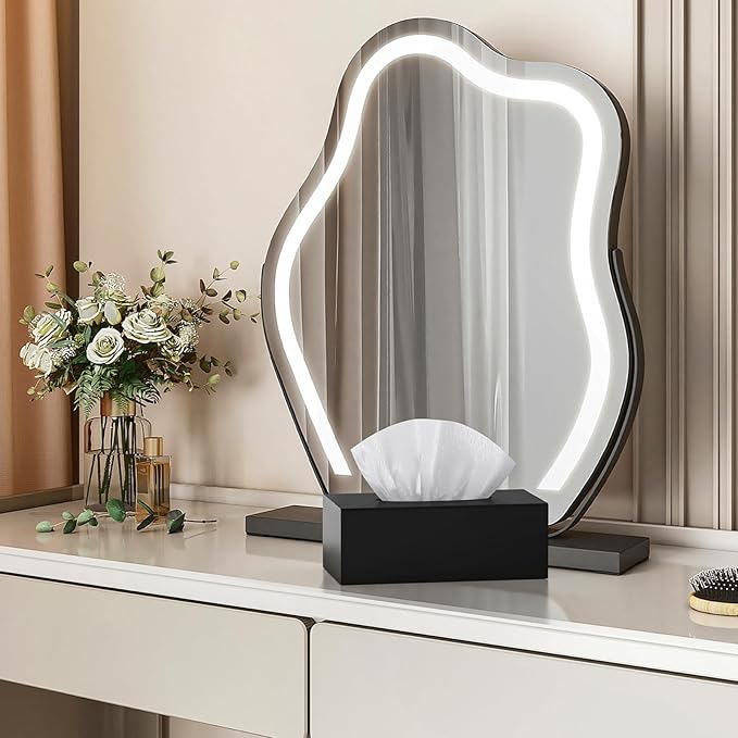 SILUT Tissue Box Cover Rectangle, Tissue Box Holder Decorative, Acrylic Tissue Box Cover, Tissue Holder for Bathroom, Home, Restaurant, Kitchen - Matte Black