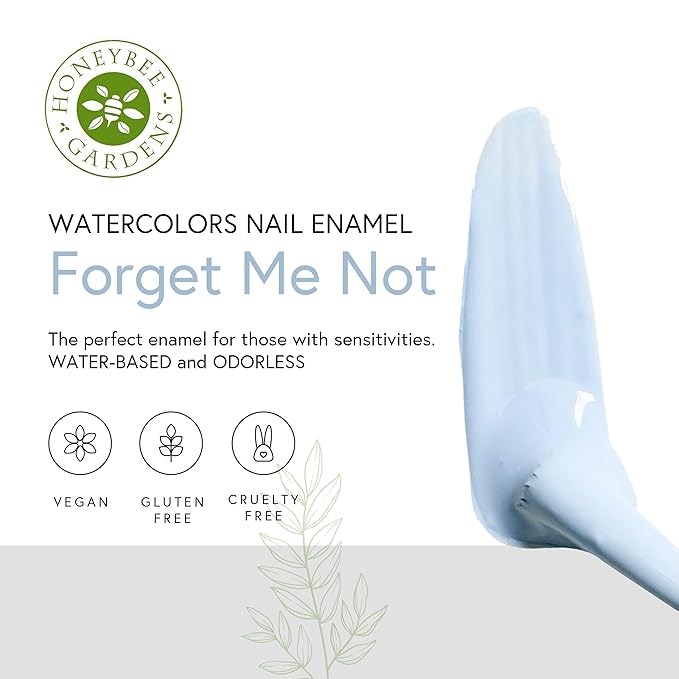 Honeybee Gardens Water-Based Nail Enamel, Forget Me Not, Matte Opaque Light Pastel Blue, Eco-Friendly, Odorless & Vibrant Polish, 0.5 fl oz