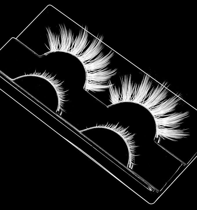 White Lashes, White Eyelashes for Christmas & Anime Events, Fluffy Manga Style False Eyelashes with Invisible Band, Japanese Style Makeup Accessories for Party & Photo Shoots