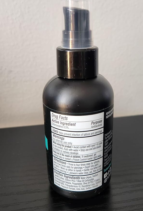Tattoo Goo Cleansing Soap, 3 oz, For Piercing & Tattoo Aftercare, Hydrates and Cleans Dirt, pH Balanced Soap, Leaves No Residue, No Fragrance, Alcohol, Laonin or Petroleum Jelly