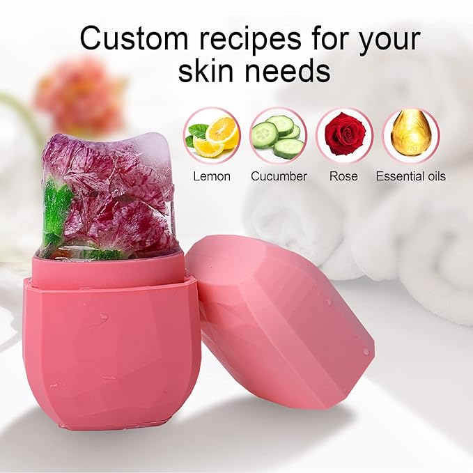Diamond ice Cube Roller - Silicone Skin Care ice Roller for face & Eye Puffiness Relief Beauty gua sha Facial Tools Massage ice Mold cryo Cube ice Roller Best Women’s Gift (Black)