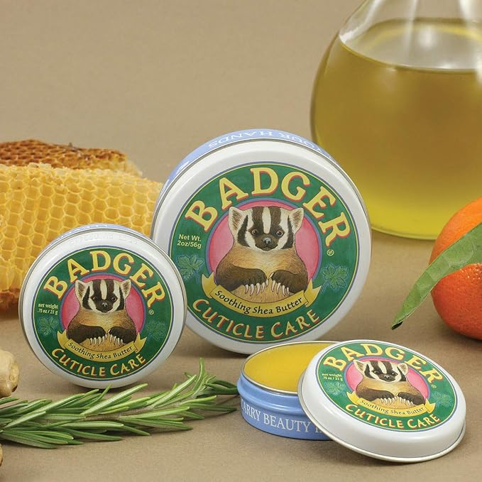 Badger Cuticle Cream, Deep Hydration for Dry, Cracked Cuticles & Hangnails, 100% Organic Cuticle Balm with Rich Shea Butter for Strong, Healthy Nails, Non-Greasy Cuticle Oil, .75oz Tin, 2-Pack