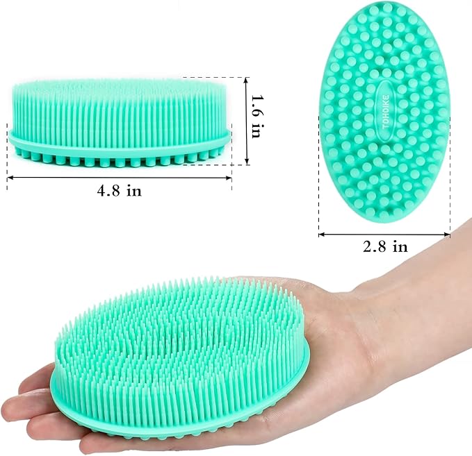 Silicone Body Scrubber Loofah - Set of 3 Soft Exfoliating Body Bath Shower Scrubber Loofah Brush for Sensitive Kids Women Men All Kinds of Skin(Purple/Green/Pink)