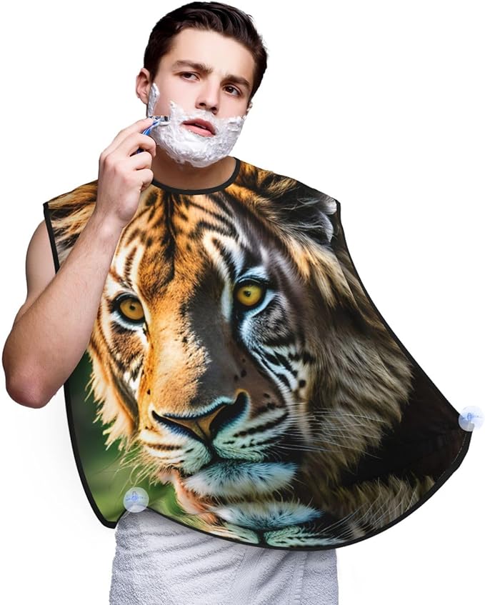 African Animals Print Beard Bib Apron For Men, Beard Hair Catcher For Men Shaving Trimming,Beard Cape Cloth