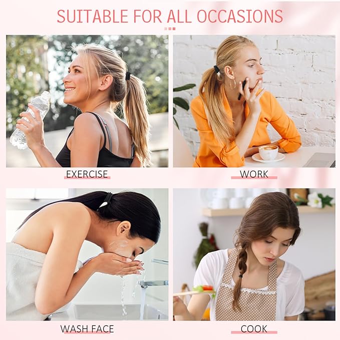 100PCS AOHIEDI No Damage Hair Ties for Women Girls, Elastic Hair Bands for All Hair Types, Thick or Thin, Ponytail Holders are Easy to Remove and Don't get Tangled, Upgrade, Black