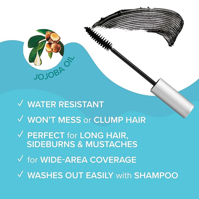 RED by KISS Quick Cover Root Touch Up Rescue (Medium Brown), Mascara Natural Water-Resistant Temporary Gray Concealer Cover Up Brush for Hair Mustache & Beard, Formulated with Jojoba Oil