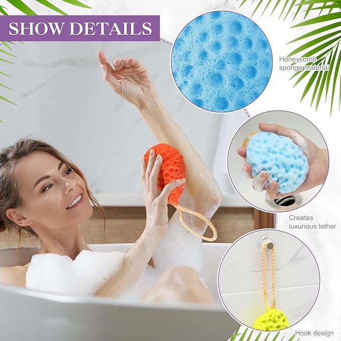 36 Pcs Bath Sponge Deep Cleansing Body Loofah Gentle and Deep Exfoliating Body Scrubber Bath Accessories Men Women Baby Sponge for Bathing Shower (Multicolor)
