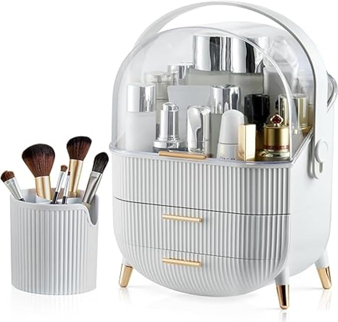 Egg Makeup Organizer, Egg Shape(Oval) Makeup Storage Box Countertop Portable Vanity Cosmetics Organizer