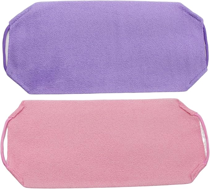 Back Scrubber Exfoliating Shower Back Washers Bath Body Scrubber Stretchable Pull Strap 2PCS and Purple washers for Shower