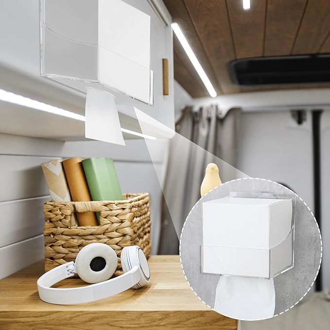 Geelin 1 Pcs Tissue Box Holder Wall Mount Acrylic Dispenses Tissue Box Shelf Gloves Wipes Paper Napkins Organizer Upward or Downward for Kitchen Bathroom Office Rv (Clear)