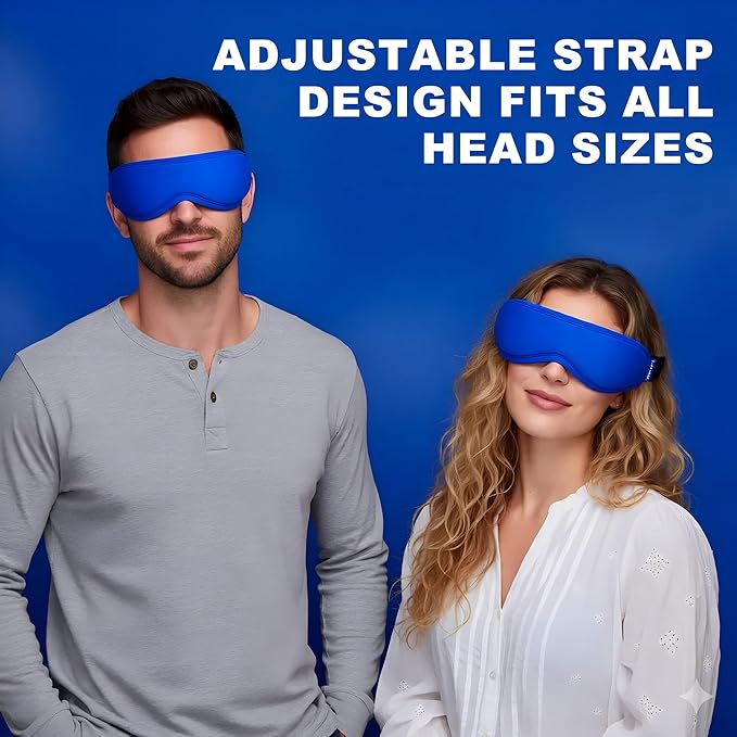 Contoured Ice Eye Mask for Puffy Eyes: Gel Cold Compress for Dark Circles, Sinus Pressure & Eye Fatigue, Reusable Cooling Therapy, Fits All Head Sizes, Daily Eye Care, Relaxation Beauty Gift, Blue