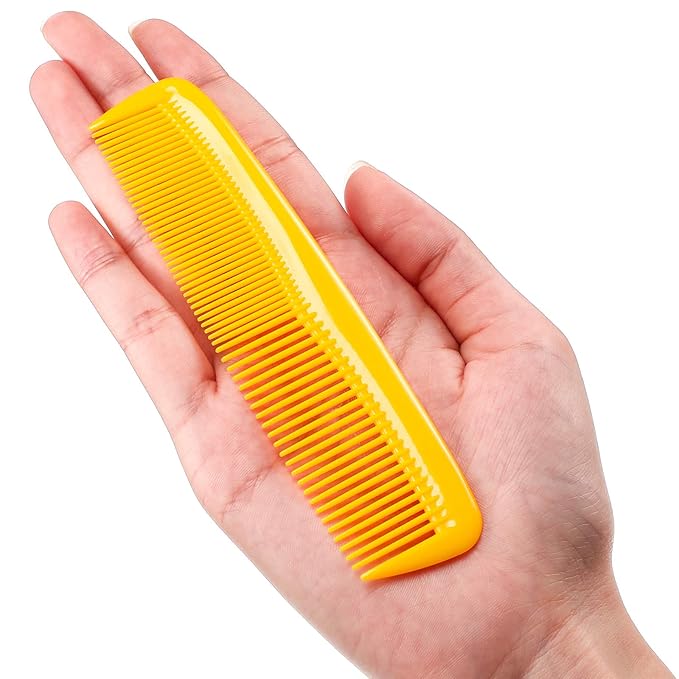 Leinuosen 12 Pieces Hair Combs Set Pocket Plastic Fine Tooth Dressing Comb for Women and Men, Peines Para Cabello(Yellow)