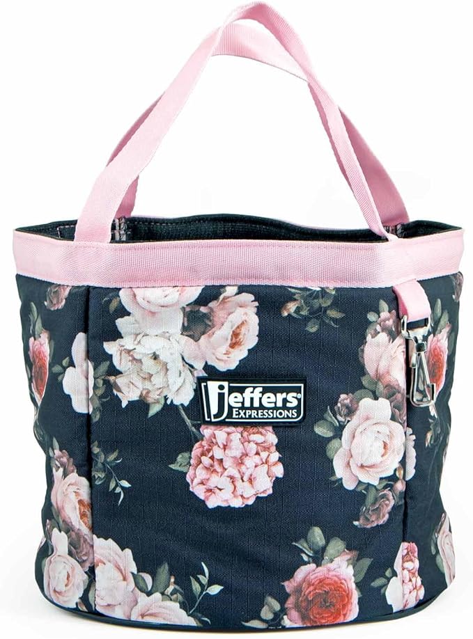 Jeffers Expression Grooming Tote Caddy, Rose Garden- Durable Ripstop Organizer with Pockets for Horse Grooming Tools - Easy Carry Nylon Straps, Compact Storage for Stable, Travel & Equine Supplies