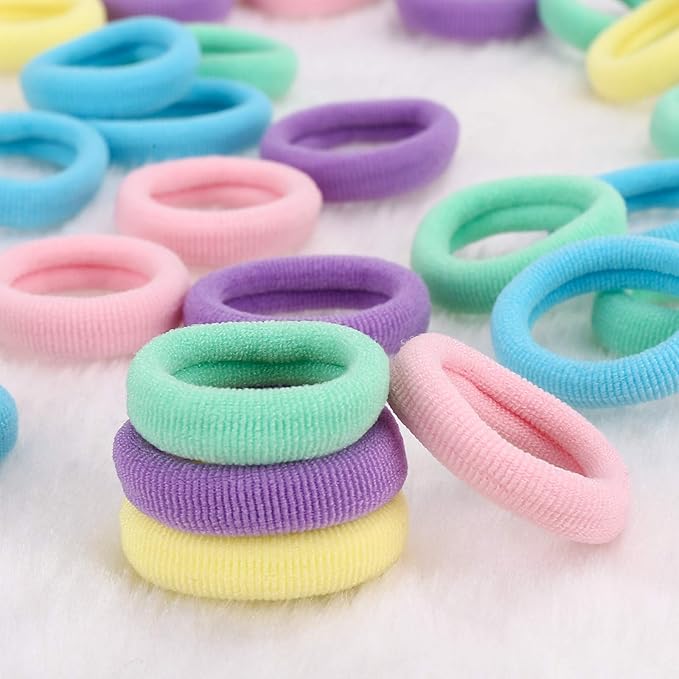 BAOLI 200PCS Baby Girl Hair Ties for Todder Girls, Mini Hair Bands No Damage, Soft Kids Hair Ties Elastics Ponytail Holders, 1 Inch in Diameter, 5 Colors
