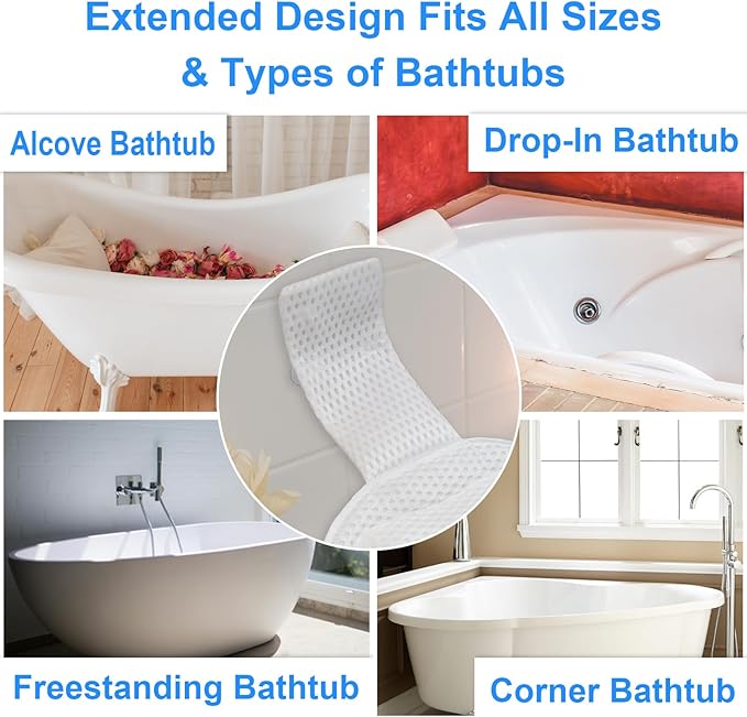 Extra Thick Petal-Shaped Ultra-Comfort Bath tub Pillow for Head,Neck and Backrest,Soft,Anti-Slip Suction Cups,Fit All Bathtubs,Washable,Luxury Bathroom Accessories,Spa Day Gifts for Women Men