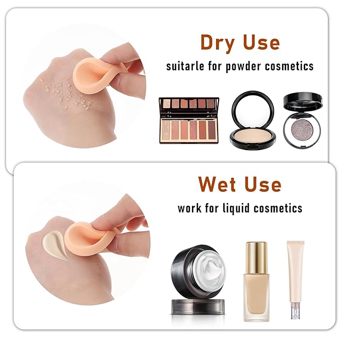 Jeffdad 12 Pcs Round Makeup Sponges, Facial Powder Puff Cosmetic Sponge Round Foam Pad Beauty Makeup Eye Foundation Powder Blender for All Skin Types Wet and Dry Dual Use(Skin Color)