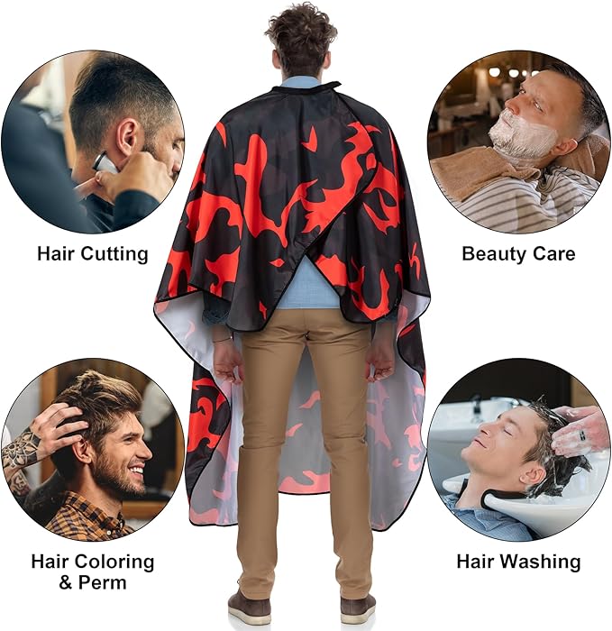 Hair Cutting Kit - Black Hair Cutting Barber Cape Professional Nylon Waterproof Chemical Salon Color Cape for hair stylist, 62" x 54"