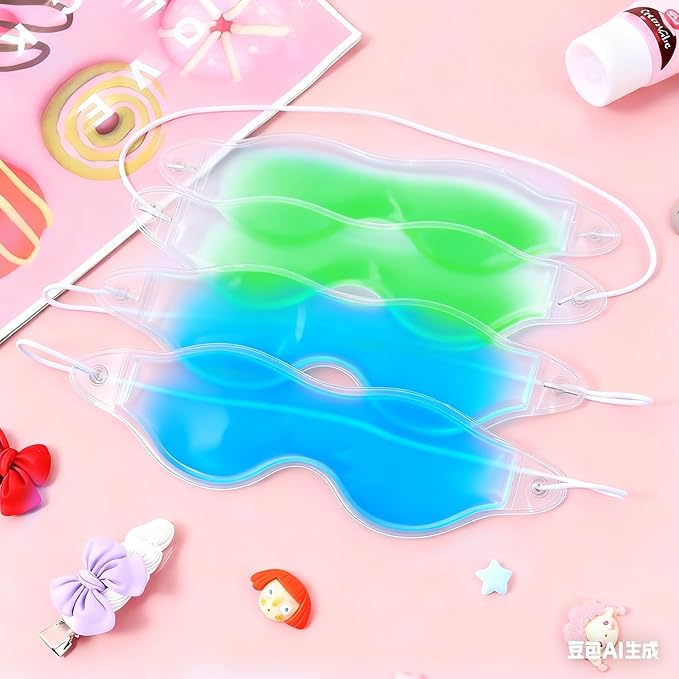 4 Pcs Ice Eye Packs, Cooling Eye Masks, Eyes Cold Compress for Hot Cold Therapy, Puffy Eyes, Dark Circles, Headaches, Migraines, Stress Relief (2 Blue+2 Green)