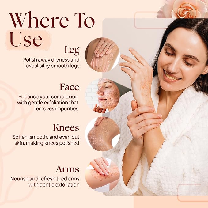 Himalayan Salt Body Scrub with Collagen & Rose Oil (12 oz) - Exfoliating Scrub for Cellulite, Acne, Scars & Stretch Marks - Deep Cleansing & Moisturizing - Natural Skin Care Gift