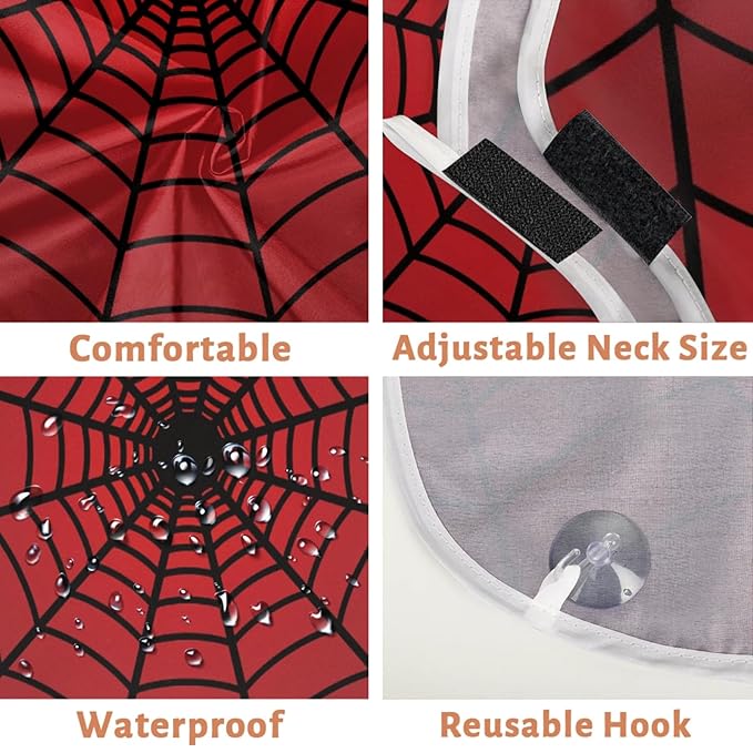 Spiders Web Red Beard Bib Apron,Beard Hair Catcher,Non-Stick Beard Shave Cape,Halloween Decor Shaving Trimming Non-Stick Waterproof Grooming Gifts for Dad Men Him Boyfriend