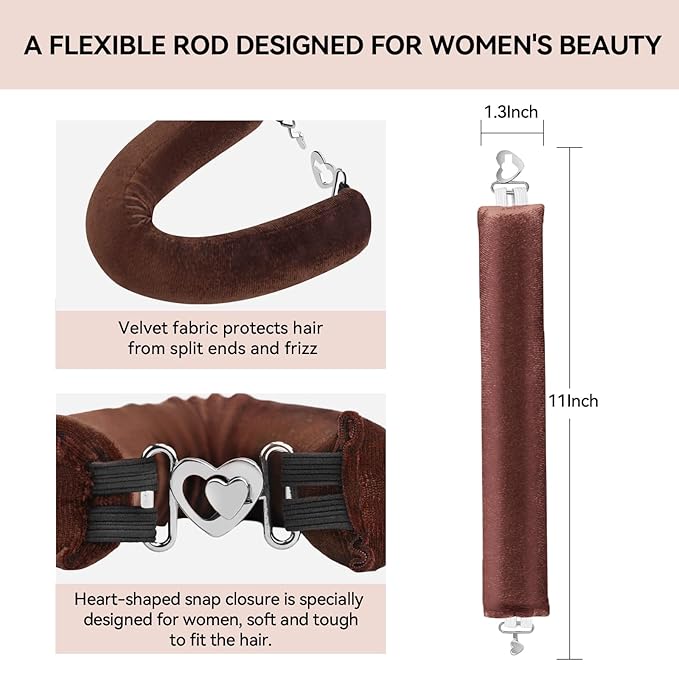 Heatless Curls Overnight Set - Jumbo Overnight Hair Curlers to Sleep In, Soft Velvet Hair Rollers for Women, No Damage Curls Styling Tools 4pcs