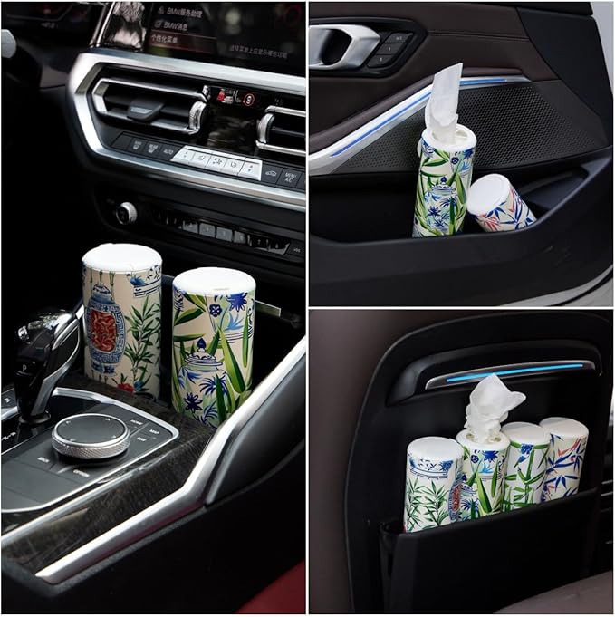 Car Tissue Holder,Tissue Box, Car Tissues Cylinder with Cap, Car Tissues Holder, Car Tissues Holder Round Container(4pk/200 Sheets)