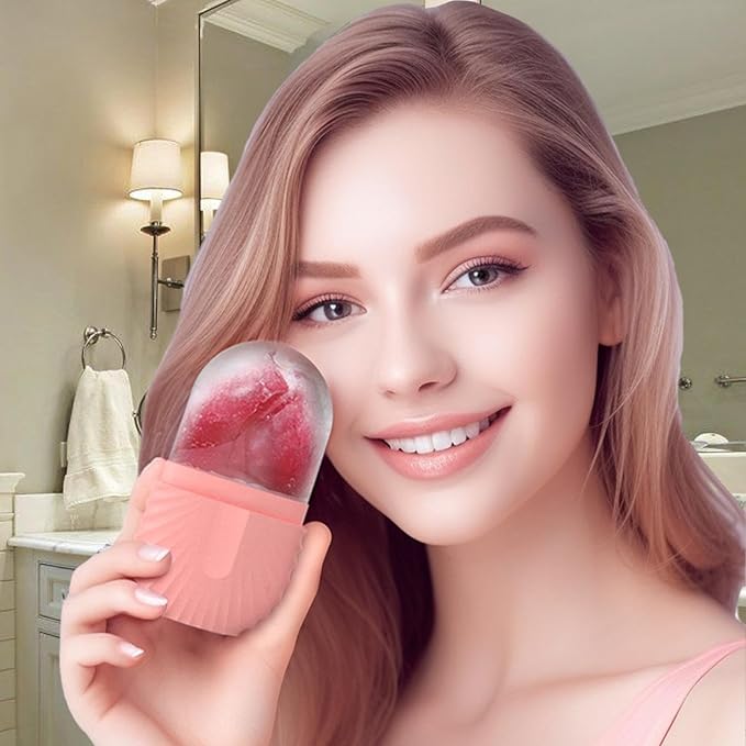 Ice Roller For Face And Eye, Reusable Ice Face Roller, Facial IceRoller, IceGlobes For Faces, Silicone Massage IceMold, IceRoller Skin Care Tool, Massage Facial Ices Tray For Women Girl (pink)