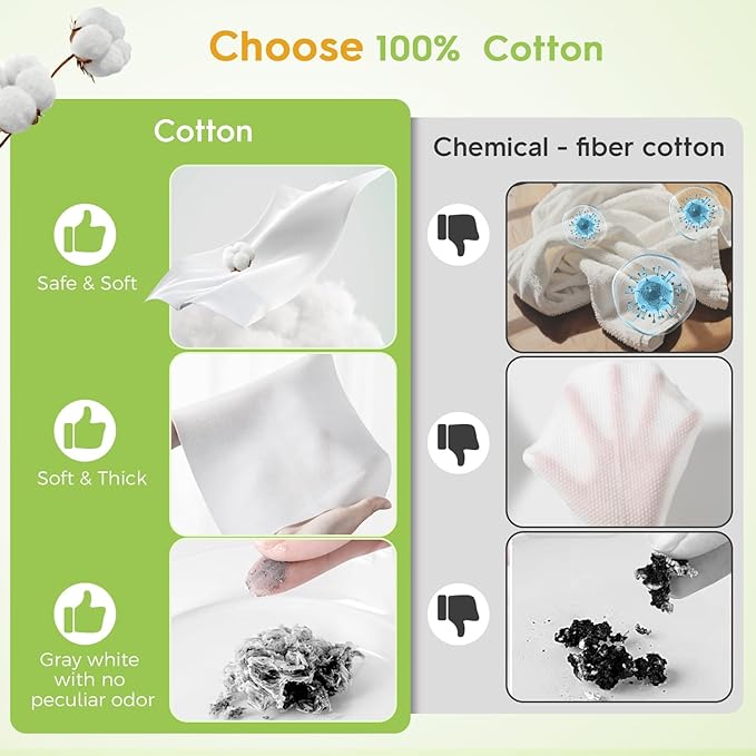 Classycoo 2 Pack Disposable Face Towel XL, 100% Cotton, Soft for Sensitive-Skin Facial Towelette Wipes Clean Washcloth, Odor-Free, Makeup Remover Cloths for Hand Dry Wipe, 12 x 10 in