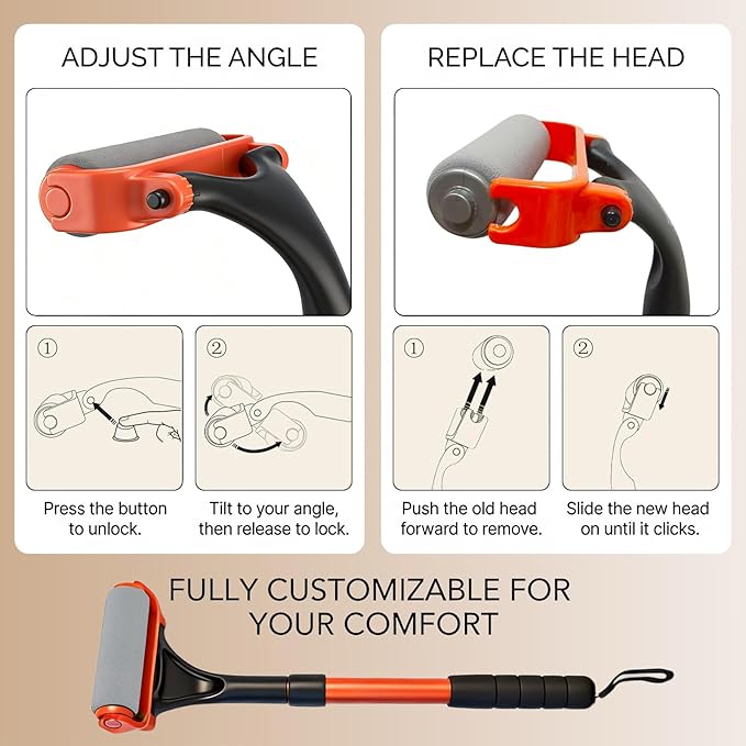 Lotion Applicator for Back & Body - Extendable up to 21.5" Back Lotion Applicator with 3 Roller and 2 Finger caps for Back self, Lotion Stick & Sunscreen Applicator for Skin Cream, Oils & More