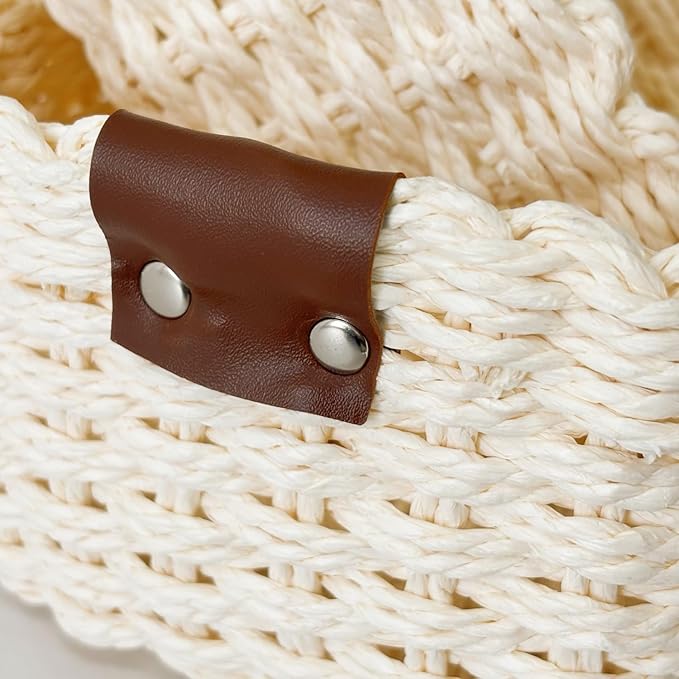 Small baskets for Organizing,Cute woven Storage basket with recycled paper rope for Shelves Bathroom,Little decorative basket,Set of 3 (Beige)