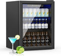 1.7 Cu.ft Beverage Refrigerator Cooler, 72 Cans Mini Fridge with Glass Door, and Temperature controllable switch for Soda, Beer or Wine For Office or Bar with Removable Shelves