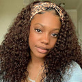 Aiterina Human Hair Headband Wig Deep Wave Chocolate Brown 18 Inch