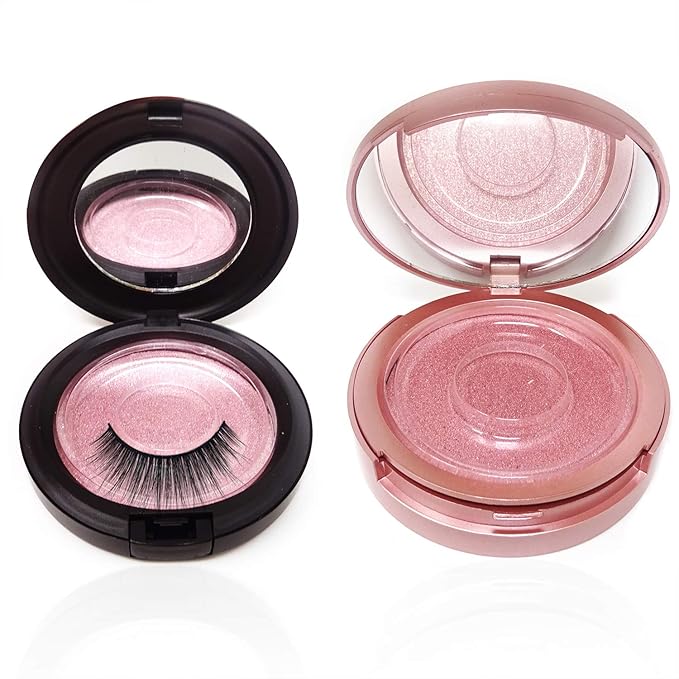 Honbay 2PCS Circle Empty Lash Case Eyelash Packaging Box Eyelash Storage Box with Mirror for Women (Single and Double Layer)