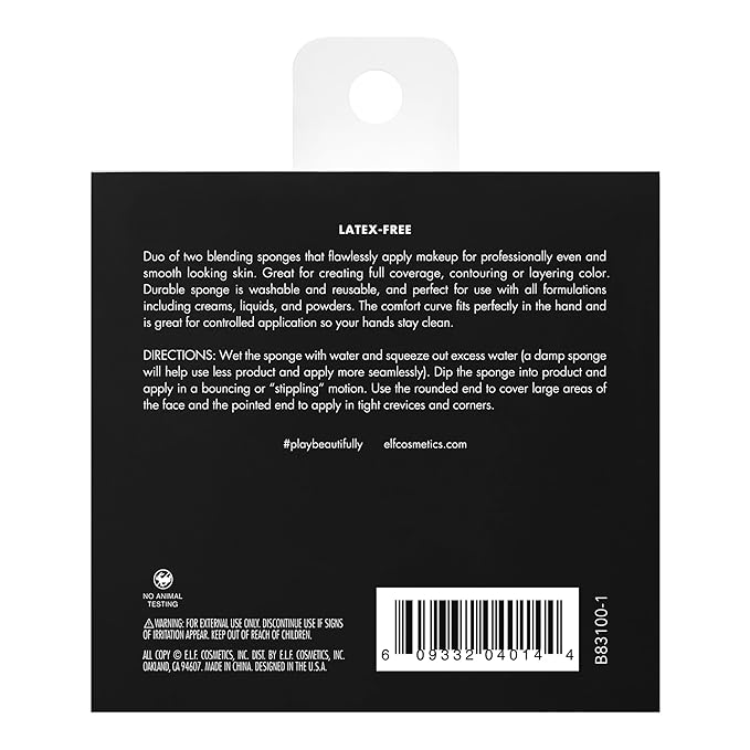 e.l.f. Total Face Sponge Duo, Plush, Multi-Sided & Latex-Free Makeup Sponges For Easy Blending Of Concealer, Highlighter & more, Vegan & Cruelty-Free