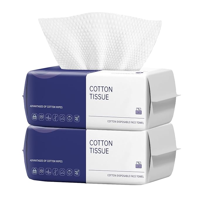 Face Clean Towels, 100 Count Ultra Thick Disposable face towels Facial Wash Cloth for Sensitive Skin, Lint- free Facial Tissue, Skincare and Makeup Remover (2 Pack)