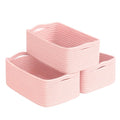 Goodpick Baskets for Organizing, Cube Storage Bin for Decor, 11 x 7 x 4.5 in, Wicker Basket for Organization, Storage Basket for Nursery Organization 3 Pack, Pink