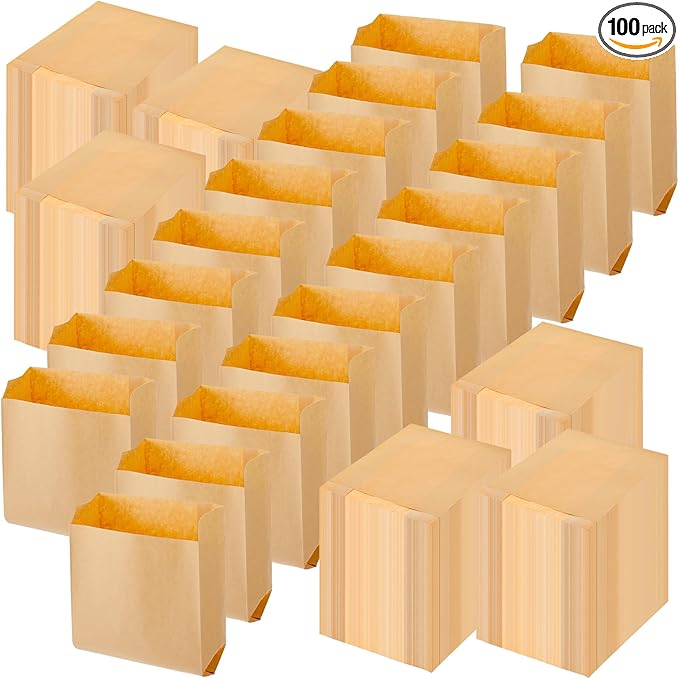 100 Pcs Kraft Feminine Hygiene Liner Bag, Business Restroom Bathroom Personal Dispensers 7.5 x 10" Waste Receptacle Paper Liners, Sanitary Napkin Disposal Bags, Kraft Bag