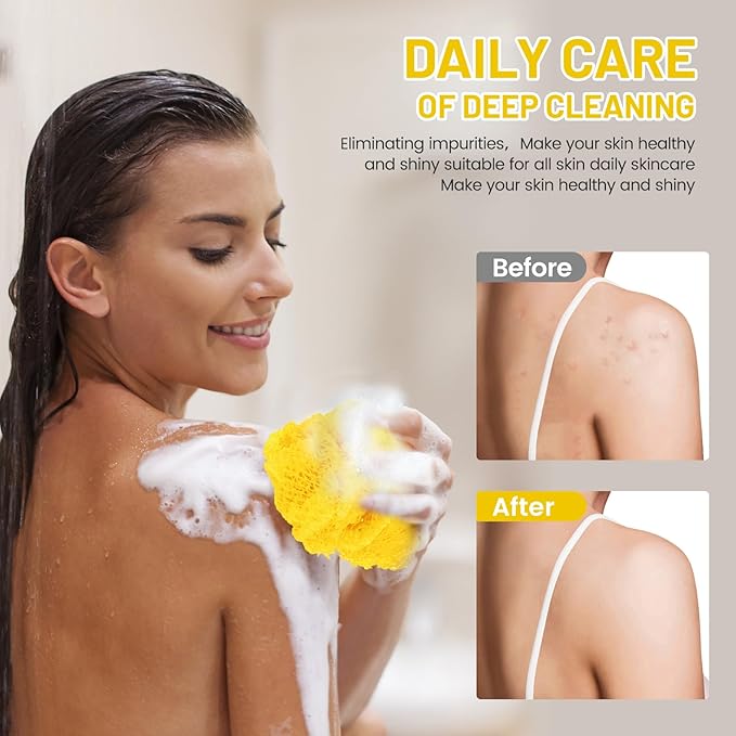 African Net Sponge, Authentic Exfoliating Body Scrubber for Bath and Shower, Multiple Textures with Gentle Deep Exfoliating and Rich Lather for All Skins (Yellow)
