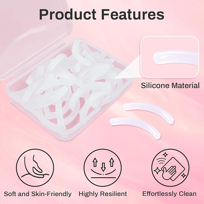 40pcs Eyelash Curler Refills - Transparent Silicone Eye Lash Curler Rubber Refill Pads Rizador De PestañAs Replacement Pads for Universal Eyelash Curler Eyelashes Accessories with Storage Box