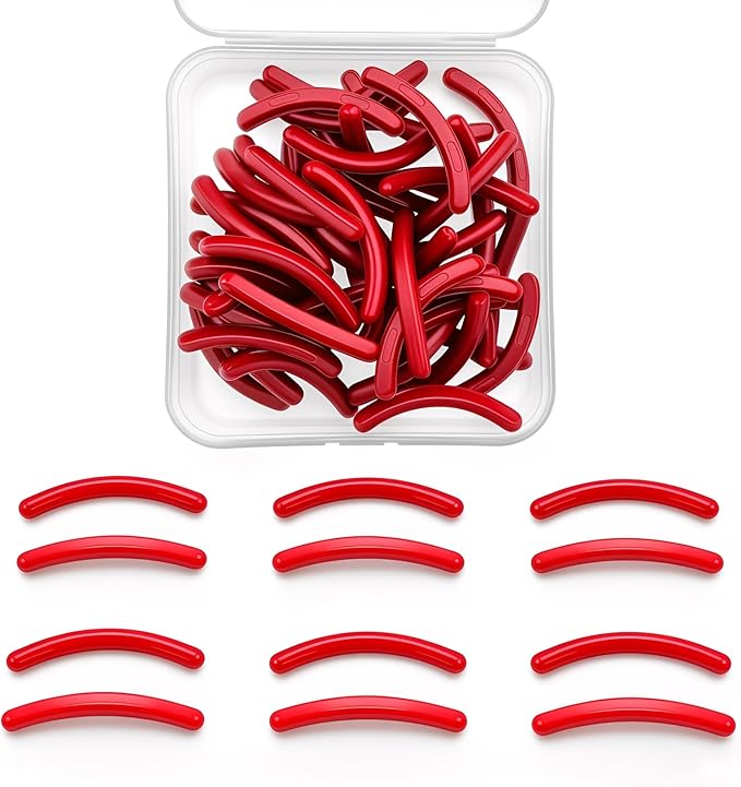 24Pack Compatible with Revlon Eyelash Curler Refills,Red Silicone Eye Lash Curler Refills Compatible with Most Revlon Lash Curlers.