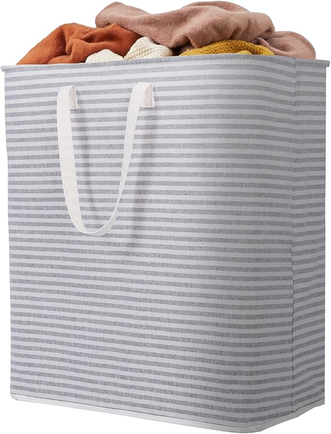 Lifewit 1 Pack Laundry Basket 100L Each, Collapsible Clothes Hamper with Reinforced Handles, Freestanding Waterproof Design for Bedroom and Laundry Room, Grey 100L Total
