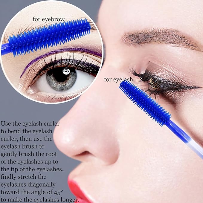 BIHRTC 100PCS Mascara Wands Disposable Lip Applicators liner Brushes Makeup Tools Silicone Eyelash liner Brushes Lip Brushes for Women Girls Salon Beauty Cosmetic Make Up Tool
