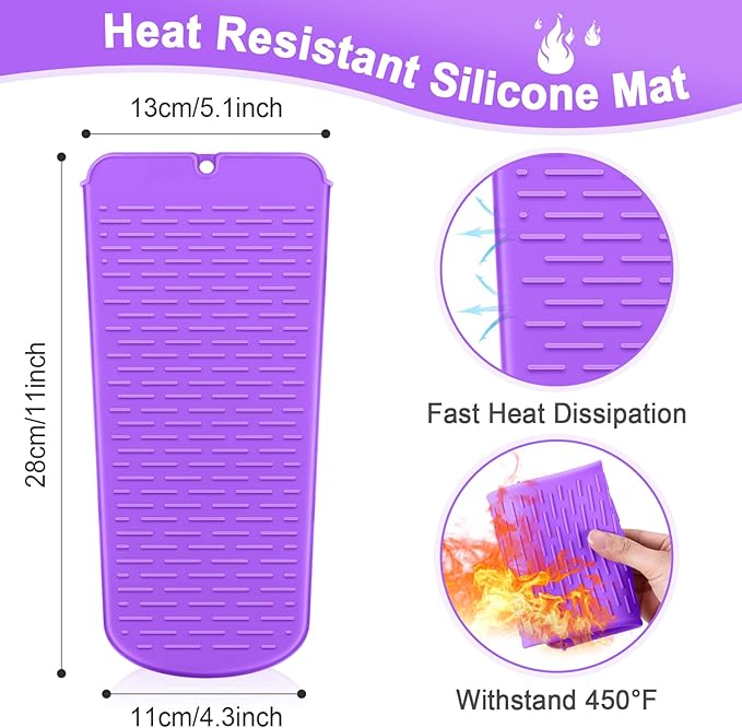 Shappy 2 Pcs Heat Resistant Hair Tools Bag Curling Iron Travel Case Cover Neoprene Flat Iron Holder Travel Case and Silicone Mat Pouch for Hot Hair Tools Storage Organizer(Mandragora)