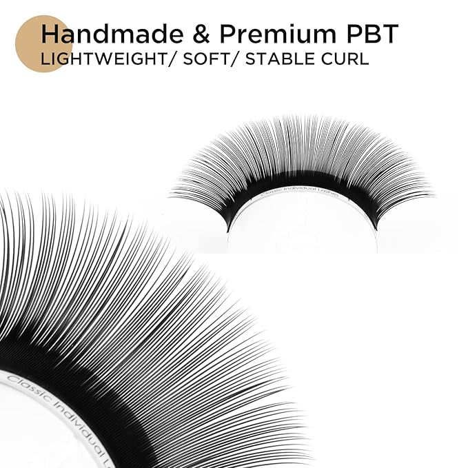 LASHVIEW 0.20 Thickness Eyelash Extensions 9mm D Curl Silk Fake Natural Thick Lashes Individual Semi-Permanent Eyelashes Silk lashes (Salon Use)