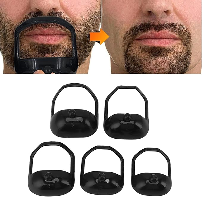Beard Shaping Tool, Beard Shaper, 15 Pcs Beard Shaving Template, 5 Size, Precise Trimming, Beard Shaping, for Goatee Mustache Sideburns, Jaw Cheek Neck Line