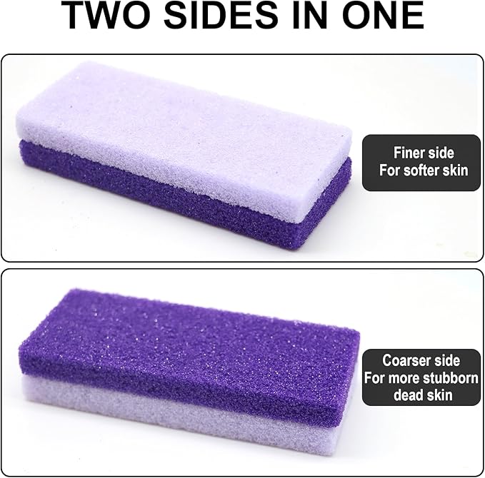 Foot Pumice Stone 2 Pack Pedicure Stone for Feet Pumice Sponge for Feet Callus Remover and Scrubber Double Sided Pedicure Foot Pumice Stone for Feet and Heels Callus and Dead Skins (Purple)