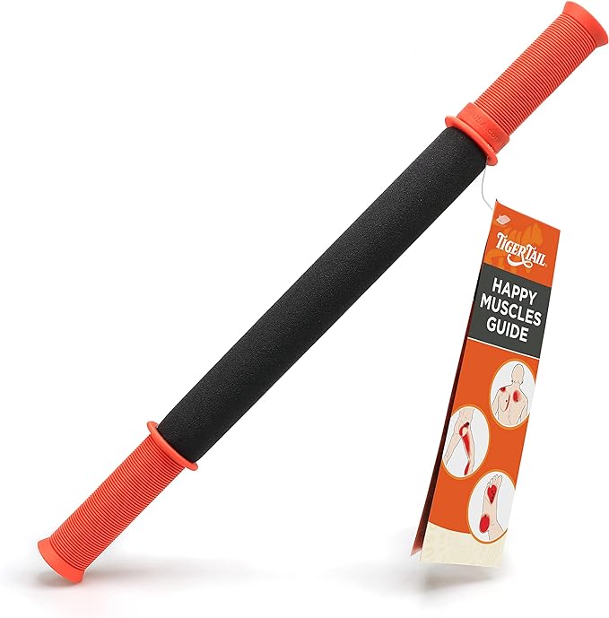 Tiger Tail 18in Massage Stick Portable Roller, Handheld, Deep Tissue Foam Roller, Body Massage and Myofascial Release Tool for Legs, Neck, Calves, Thighs, Shins & Back, The Original 18, Made in USA