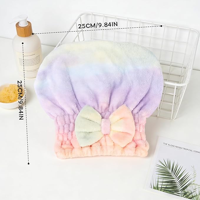 New 2Pcs Super Absorbent Microfiber Hair Towel Wrap for Wet Hair - Fast Drying & Soft Hair Drying Caps for Home (2 PCS)