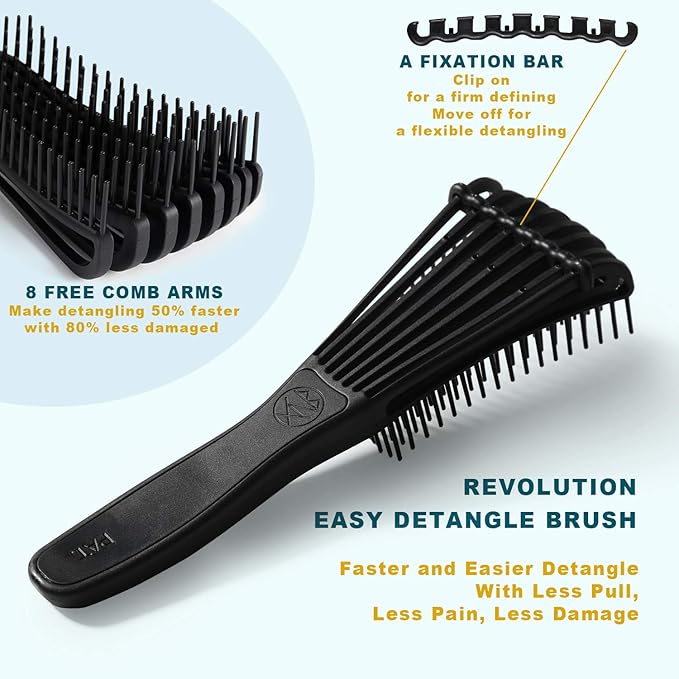 Detangler Hair Brush for Curly Hair, Curly Hair Brush for Natural 3/4abc Hair, Detangling Brush for Women Men Kids Styling Defining