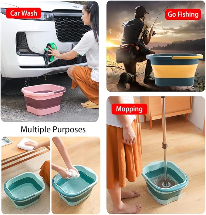 Collapsible Pedicure Foot Spa Bath Massager for Dry Cracked Feet, Feet Soaking Tub with Massage Acupoint, Pedicure Foot Soak Basin Plastic Bucket with Handle(White)